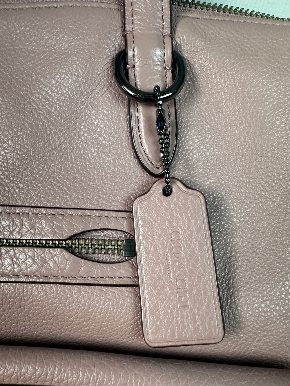 Coach Purse Dusty Rose Leather Tote Bag Over the Shoulder - Picture 6 of 14